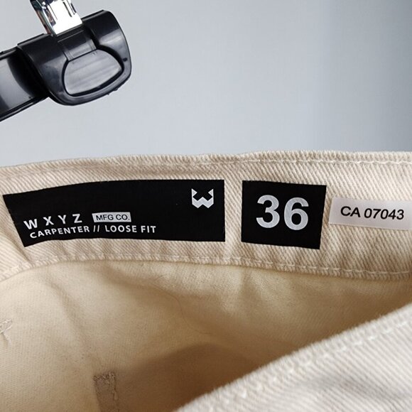 WXYZ Men Cream Denim Carpenter Loose Fit Pants Size 36 - Picture 8 of 9